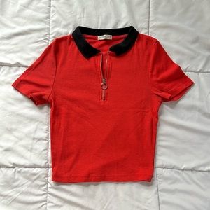 Quarter Zip Collared Crop Top